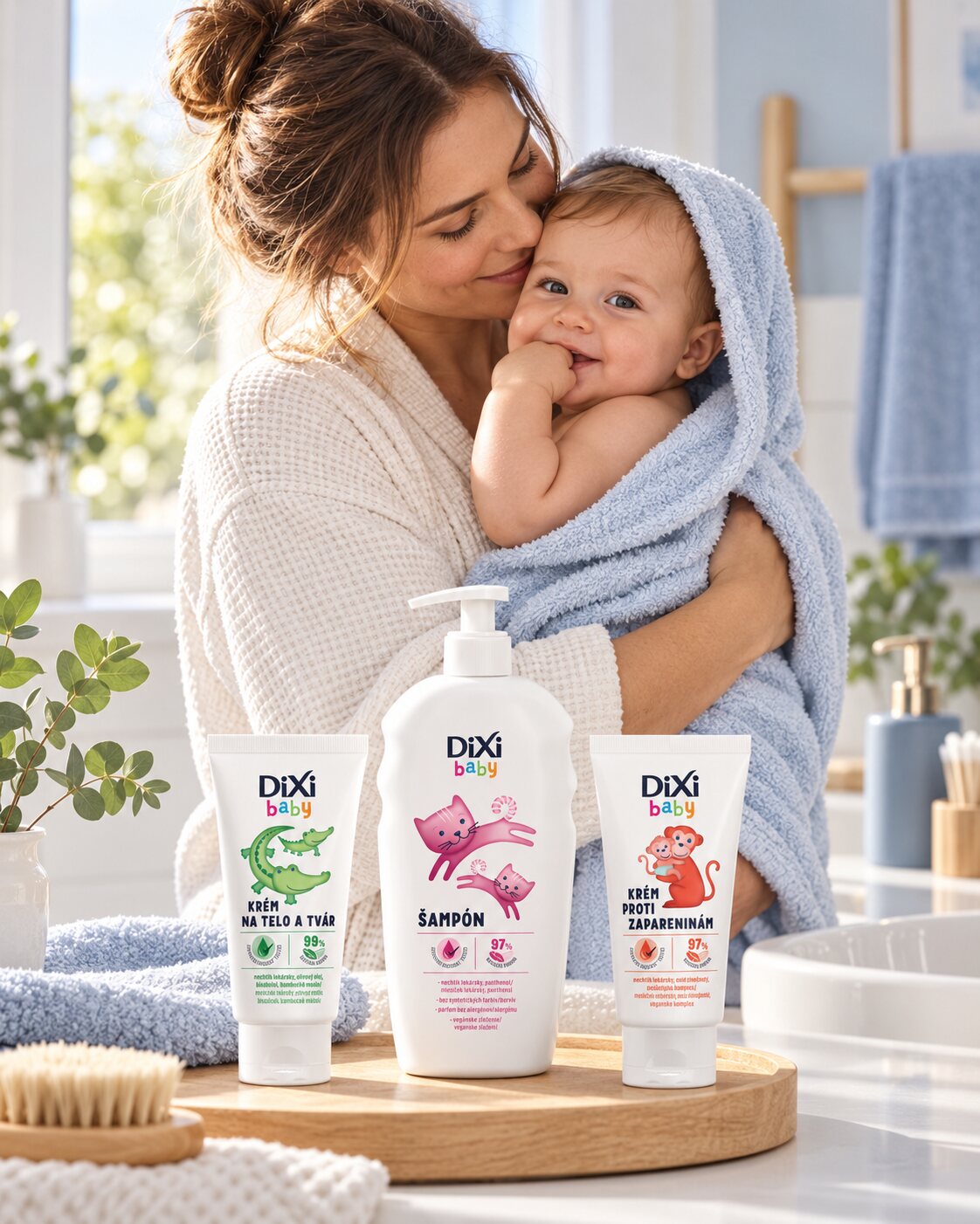 Rodič s bábätkom a kozmetika DiXi Baby