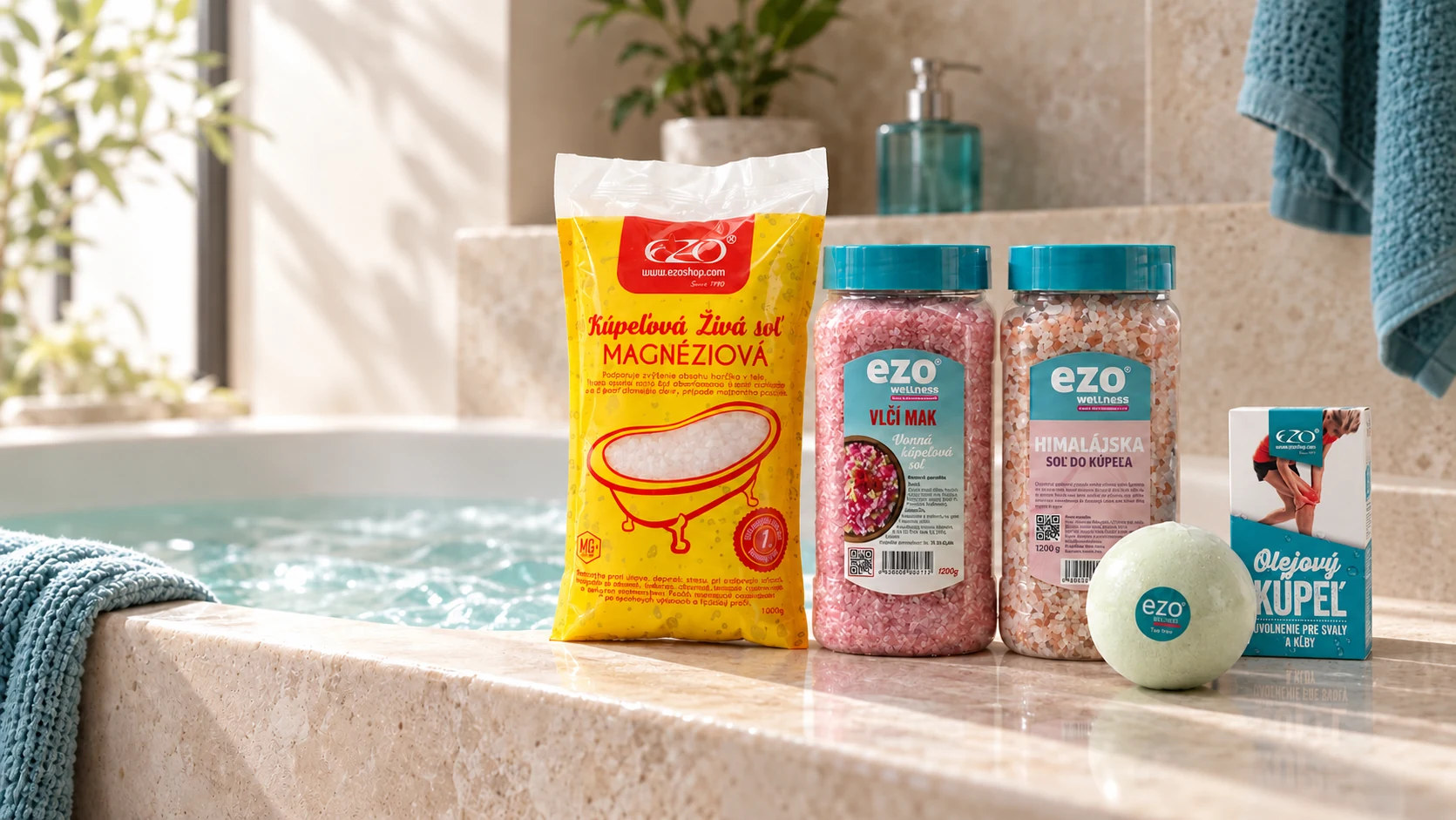 Kúpeľové produkty EZO pri vani